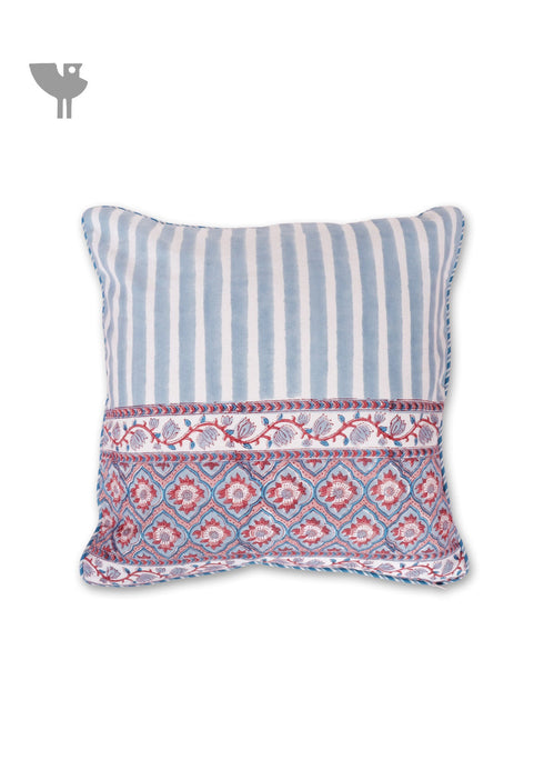 20s Cotton Cushion Cover in Floral Block Print